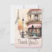 Paris France French Cafe Baby Shower Dankeskarte (Vorderseite)