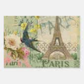 Paris France Hübsch Girl Eiffel Geschenkpapier Set (Vorderseite 3)