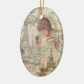 Paris France Hübsch Girl Eiffel Keramikornament (Links)