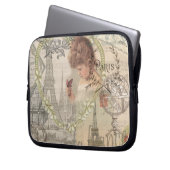 Paris France Hübsch Girl Eiffel Laptopschutzhülle (Vorderseite Links)