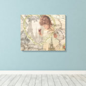 Paris France Hübsch Girl Eiffel Leinwanddruck (Insitu (Holzboden))