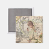 Paris France Hübsch Girl Eiffel Magnet (Vorderseite/Rückseite)