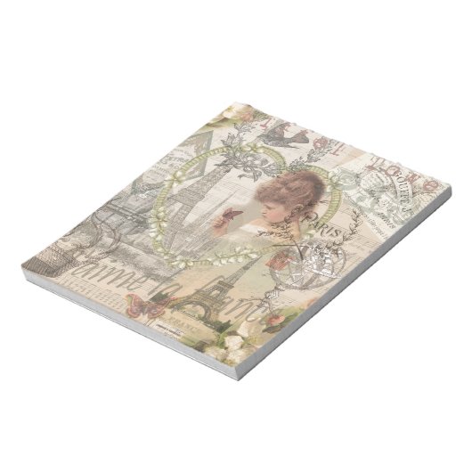 Paris France Hübsch Girl Eiffel Notizblock (Rotiert)