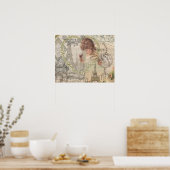 Paris France Hübsch Girl Eiffel Poster (Küche)