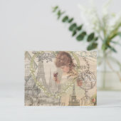Paris France Hübsch Girl Eiffel Postkarte (Stehend Vorderseite)