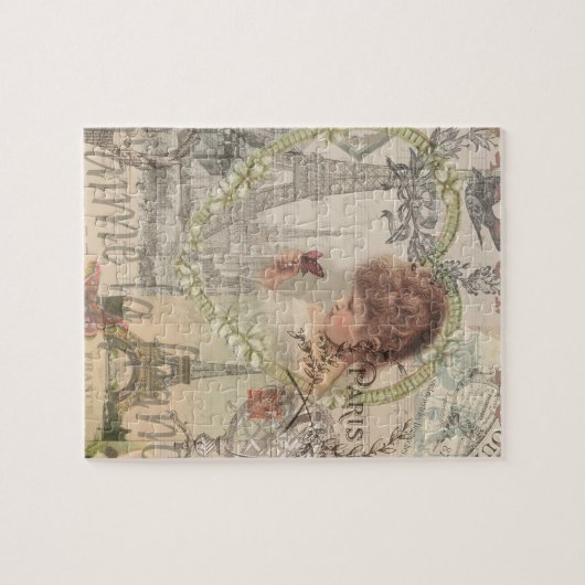 Paris France Hübsch Girl Eiffel Puzzle (Horizontal)