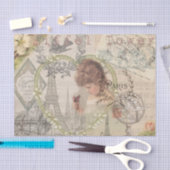 Paris France Hübsch Girl Eiffel Seidenpapier (Handwerk)