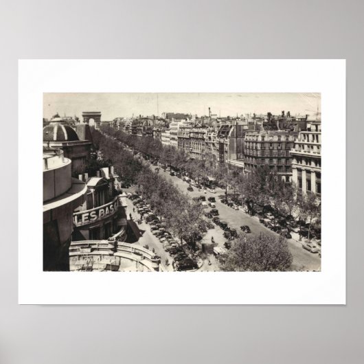Paris France L'Avenue des Champs-Elysses, 1950er Poster (Vorne)