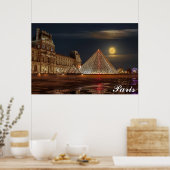 Paris France Louvre Museum Pyramid Travel Foto Poster (Küche)