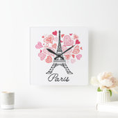 Paris, France Love Quadratische Wanduhr (Zuhause)