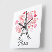 Paris, France Love Quadratische Wanduhr (Winkel)