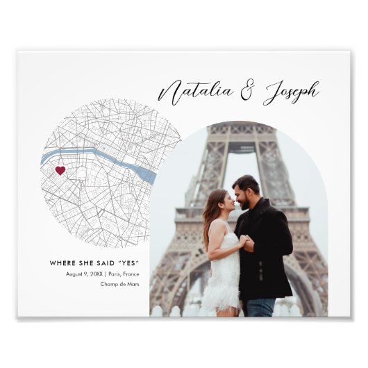 Paris France Map Wedding Verlobung Foto Gift (Vorne)