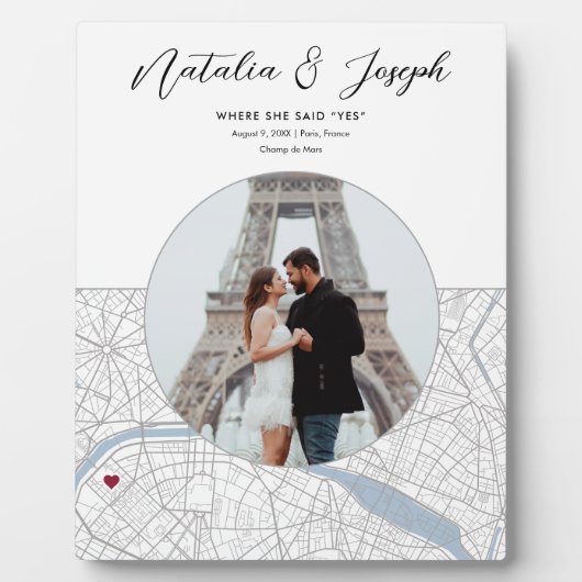 Paris France Map Wedding Verlobung Foto Gift Fotoplatte (Vorderseite)