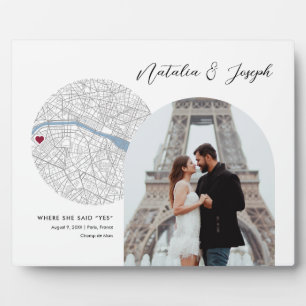 Paris France Map Wedding Verlobung Foto Gift Fotoplatte