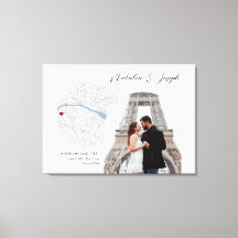 Paris France Map Wedding Verlobung Foto Gift