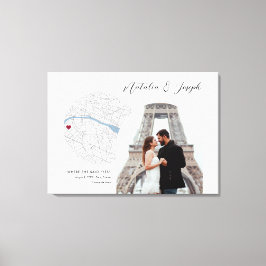 Paris France Map Wedding Verlobung Foto Gift Leinwanddruck