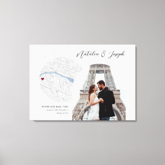 Paris France Map Wedding Verlobung Foto Gift Leinwanddruck (Vorderseite)