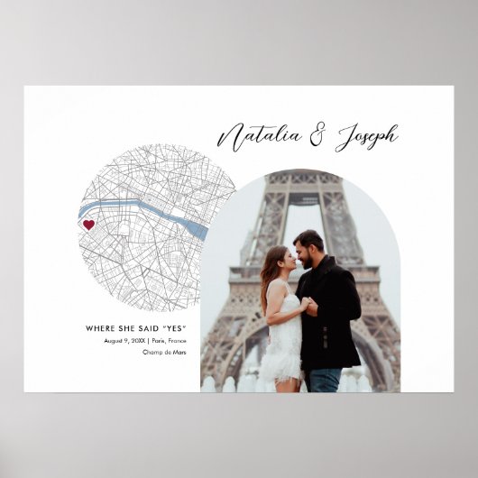Paris France Map Wedding Verlobung Foto Gift Poster (Vorne)