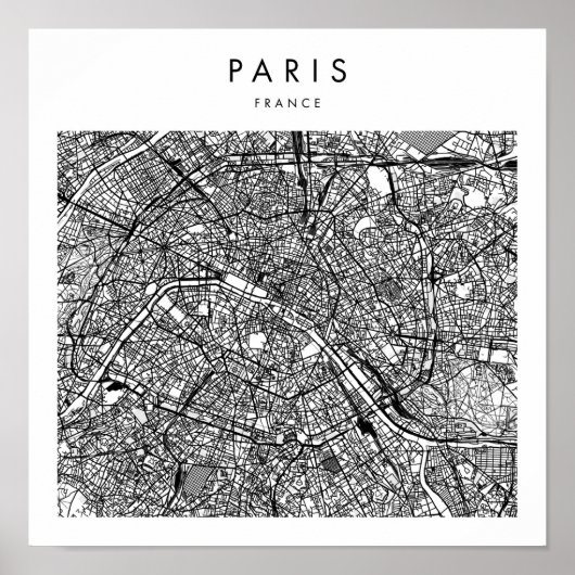 Paris France Minimal Modern Street Map Poster (Vorne)