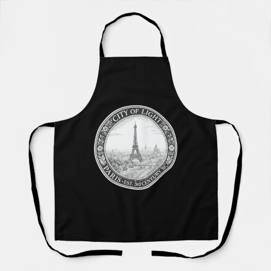 Paris France Monochrome Skyline Line Art Badge Schürze (Vorderseite)