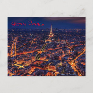 Paris France Night City Lights Postkarte