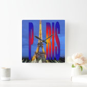 Paris France Quadratische Wanduhr (Zuhause)