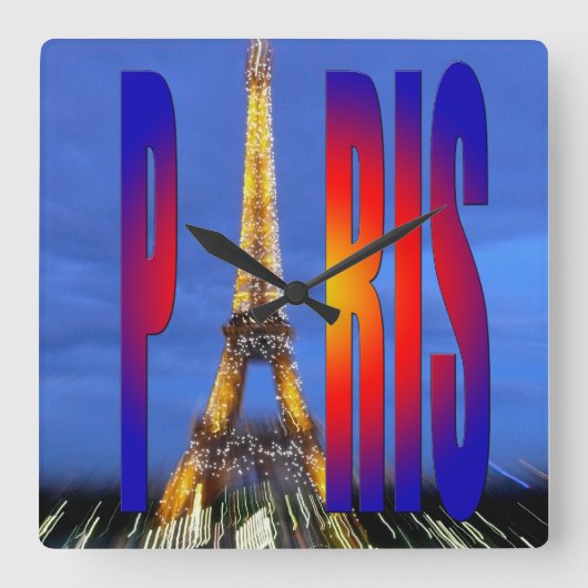 Paris France Quadratische Wanduhr (Vorderseite)