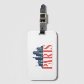 Paris France Retro City Skyline Vintag Cityscape Gepäckanhänger (Vorderseite Vertikal)