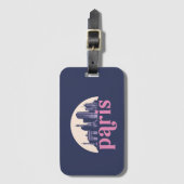 Paris France Retro City Skyline Vintag Cityscape Gepäckanhänger (Vorderseite Vertikal)