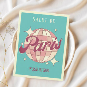 Paris France Retro Vintage aquamarine blaue Postka Postkarte