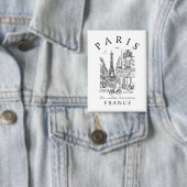 Paris France –  Sketch with Eiffel Tower & Café Button (Insitu)