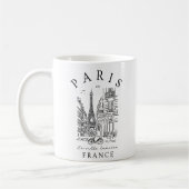 Paris France – Sketch with Eiffel Tower & Café Kaffeetasse (Links)