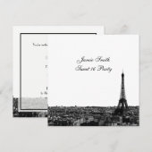 Paris France Skyline #1 BW Sweet 16 V Einladung (Vorne/Hinten)