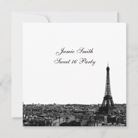 Paris France Skyline #1 BW Sweet 16 V Einladung (Vorderseite)