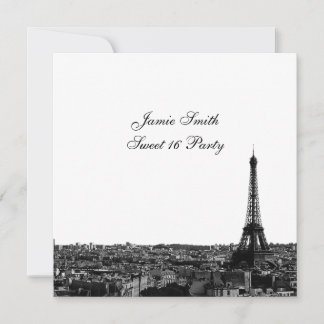 Paris France Skyline #1 BW Sweet 16 V Einladung