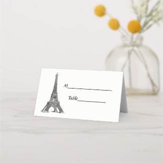 Paris France Skyline #2 BW Escort Cards Platzkarte