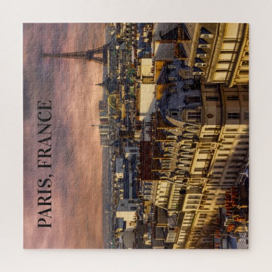Paris France Skyline Eiffel Tower Pink Sky Puzzle (Vertikal)