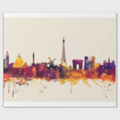 Paris France Skyline Geschenkpapier (Flach)