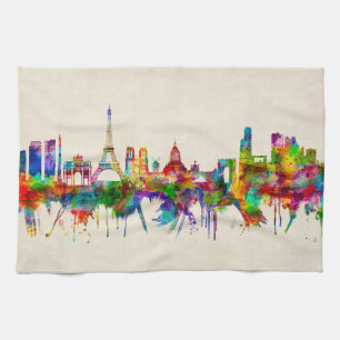 Paris France Skyline Geschirrtuch