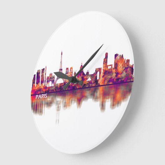 Paris France Skyline Große Wanduhr (Winkel)