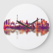 Paris France Skyline Große Wanduhr (Vorderseite)