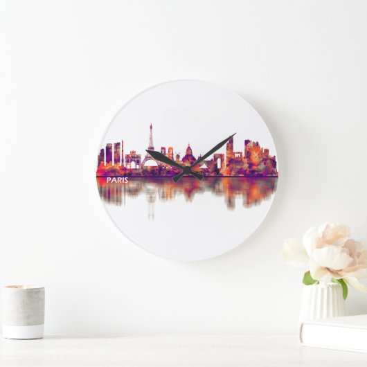 Paris France Skyline Große Wanduhr (Zuhause)