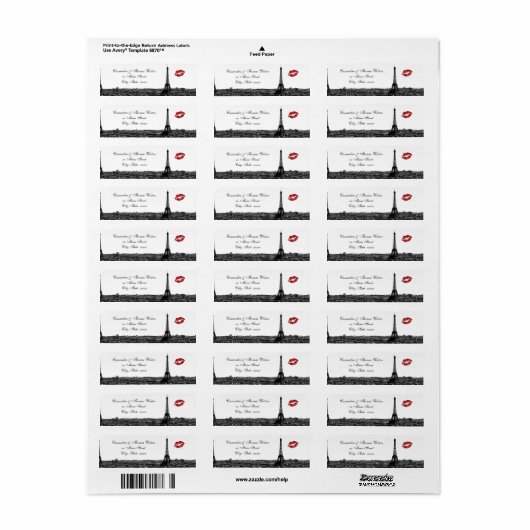 Paris France Skyline Kiss #1 BW H Rücksendeadresse (Vorne)