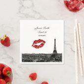 Paris France Skyline Kiss #1 BW Sweet 16 Serviette (Beispiel)