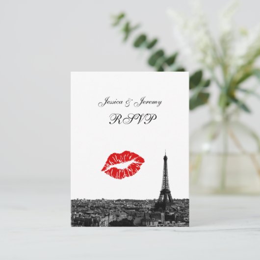 Paris France Skyline Kiss #1 BW UAWG 1 Einladungspostkarte (Stehend Vorderseite)