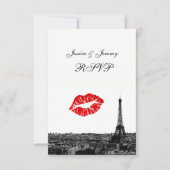 Paris France Skyline Kiss #1 BW UAWG #1 RSVP Karte (Vorderseite)