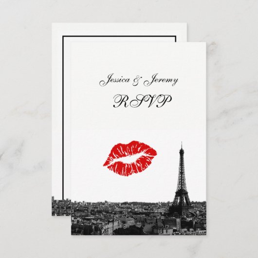 Paris France Skyline Kiss #1 BW UAWG #1 RSVP Karte (Vorne/Hinten)