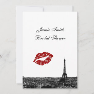 Paris France Skyline Kiss #1 BW V Brautparty Einladung
