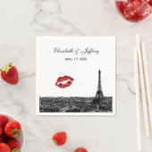 Paris France Skyline Kiss #1 BW Wedding Serviette (Beispiel)