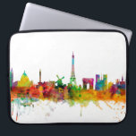 Paris France Skyline Laptopschutzhülle<br><div class="desc">Aquarellkunst der Skyline von Paris,  Frankreich</div>